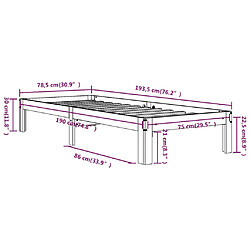 vidaXL Cadre de lit sans matelas blanc 75x190 cm pas cher