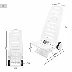 Chaise de Plage Aktive Blanc roues 40 x 84 x 44 cm (2 Unités) pas cher