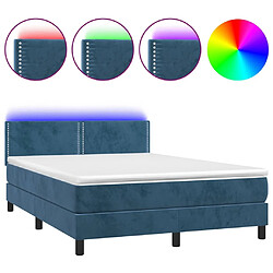 Sommier à lattes LED,Cadre à lattes de lit avec matelas pour Adulte Bleu foncé 140x190 cm -MN84534