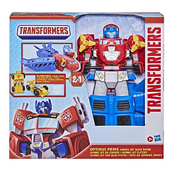 Hasbro TRANSFORMERS - Optimus Prime Jumbo Jet avec Figurine Bumblebee voiture de course de 11 cm - des 3 ans - 38 cm