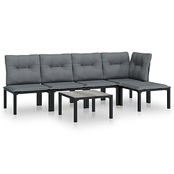 Maison Chic Salon de jardin 6 pcs - Table et chaises d'extérieur - Mobilier/Meubles de jardin Moderne noir et gris résine tressée -MN61812