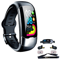 Chrono Montre Connectée pour Homme Femmes avec Moniteur de Cardiofréquencemètre ECG Cardio Sommeil pour Android iOS-Noir