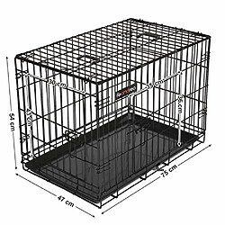 Avis FEANDREA Cage pour Chien 2 Portes Pliable et Transportable avec Poignées et Plateau Noir L 75 x 47 x 54 cm PPD30H