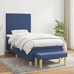 Maison Chic Structures de lit + matelas,Lit à sommier tapissier avec matelas Bleu 90x190 cm Tissu -MN26838