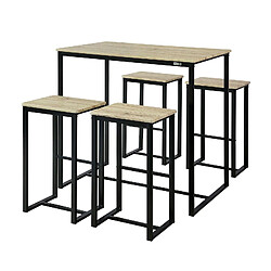 Avis Urban Living Table haute avec 4 tabourets industrielle Dock - Noir