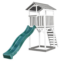 AXI Beach Tower Aire de Jeux avec Toboggan en VERT & Bac à Sable | Grande Maison Enfant extérieur en Gris & BLANC | Cabane de Jeu en Bois FSC