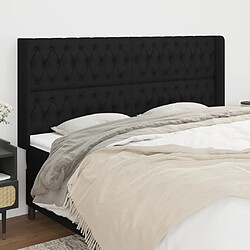 vidaXL Tête de lit avec oreilles Noir 183x16x118/128 cm Tissu