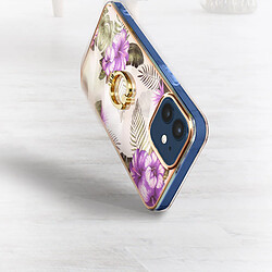 Acheter Avizar Coque iPhone 12 Mini Bi-matière avec Bague de Maintien Motif Fleurs Violet