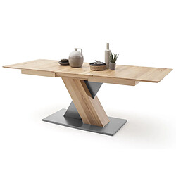 Pegane Table à manger extensible en hêtre massif / gris - L.180-225 x H.77 x P.90 cm