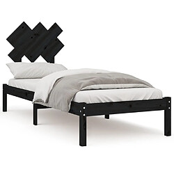 vidaXL Cadre de lit sans matelas noir 75x190 cm bois massif