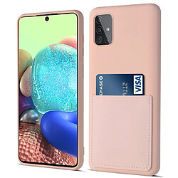 Coque en silicone anti-rayures avec porte-carte rose pour Samsung Galaxy A71 5G SM-A716