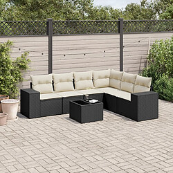 Maison Chic Ensemble Tables et chaises d'extérieur 7pcs avec coussins,Salon de jardin noir résine tressée -GKD772580