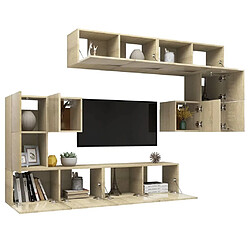 Avis Maison Chic Ensemble de meubles TV 8 pcs | Banc TV Moderne pour salon | Meuble de Rangement - Chêne sonoma Aggloméré -MN68451