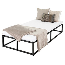 ML-Design Cadre de lit métal noir avec matelas H:10 cm sommier à lattes intégré 90x200 cm