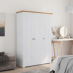 vidaXL Garde-robe 3 portes Blanc 118x50x171,5cm Pin Assortiment Panama