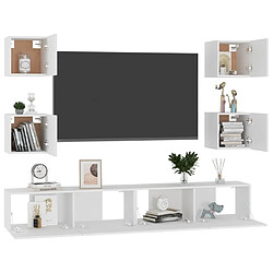 Avis Maison Chic Ensemble de meubles TV 6 pcs | Banc TV Moderne pour salon | Meuble de Rangement - Blanc Aggloméré -MN55549