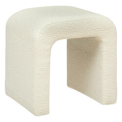 Pegane Pouf en bouclette, tabouret bouclette en MDF/polyester coloris blanc - Longueur 41 x Profondeur 35.5 x Hauteur 43 cm