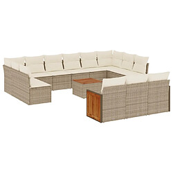 Maison Chic Salon de jardin avec coussins 14 pcs | Ensemble de Table et chaises | Mobilier d'Extérieur beige résine tressée -GKD54934