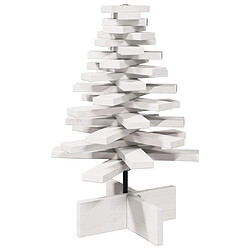 vidaXL Arbre de Noël en bois pour décoration blanc 60 cm pin massif