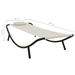 vidaXL Lit de jardin crème 200x90 cm acier pas cher