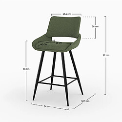 Rendez Vous Deco Chaise pour îlot central Alfy en tissu bouclé vert 66 cm (lot de 2)