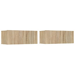 vidaXL Meubles TV 2 pcs chêne sonoma 80x30x30 cm bois d'ingénierie