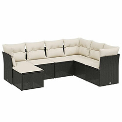 Maison Chic Ensemble Tables et chaises d'extérieur 7pcs avec coussins,Salon de jardin noir résine tressée -GKD281651