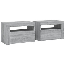 Avis Maison Chic Lot de 2 Tables de chevet,Table de nuit,Table d'appoint pour salon avec LED sonoma gris 60x35x40 cm -MN91402