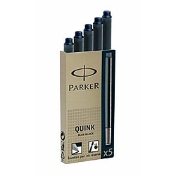 Parker S0116250 Cartouche pour Stylo plume Encre Bleu/Noir - 1 Étui de 5 Cartouches d'Encre