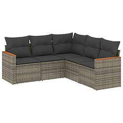 Maison Chic Salon de jardin 5 pcs avec coussins | Ensemble de Table et chaises | Mobilier d'Extérieur gris résine tressée -GKD74039