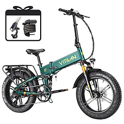 Vélo électrique Vitilan I7 Pro 3.0, gros pneu 20 x 4,0 pouces,750W,48V 20 Ah,45 km/h,110 km-Vert