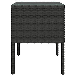 Avis vidaXL Table d'appoint noir 53x37x48 cm poly rotin et verre trempé