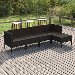 Maison Chic Salon de jardin 5 pcs + coussins - Mobilier/Meubles de jardin - Table et chaises d'extérieur Résine tressée Noir -MN38632