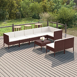 Maison Chic Salon de jardin 9 pcs + coussins - Mobilier/Meubles de jardin - Table et chaises d'extérieur Résine tressée Marron -MN58916