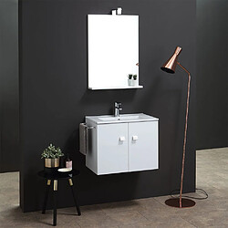 Kiamami Valentina ARMOIRE DE TOILETTE 60 CM AVEC LAVABO ET MIROIR, LIGNE CARRÉE