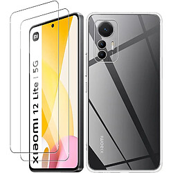 Coque Silicone Transparente + 2 Vitres Protection Ecran Pour Xiaomi 12 Lite Little Boutik®