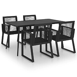 Ensemble salle à manger de jardin 5 pcs,Table et chaise à dîner d'extérieur Rotin PVC Noir -MN98335