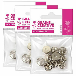 Graines Creatives 30 supports de pin's argentés 1 cm