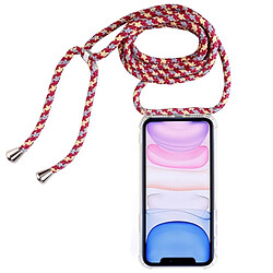 Wewoo Coque Souple pour téléphone portable TPU transparente à quatre coins et anti-chute avec cordon iPhone 11 gris abricot rouge