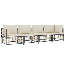 Avis Maison Chic Salon de jardin 4 pcs + coussins - Mobilier/Meubles de jardin - Table et chaises d'extérieur anthracite résine tressée -MN30673