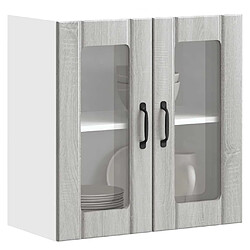 vidaXL Armoire murale de cuisine et porte en verre Lucca sonoma gris