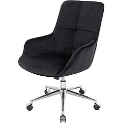 Decoshop26 Chaise de bureau pivotante avec accoudoirs réglable en hauteur velours noir BUR04102