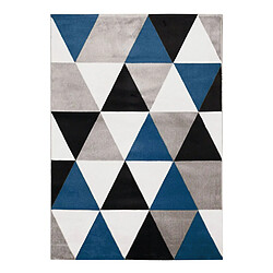 Thedecofactory GEO SCANDI - Tapis toucher laineux motif triangles bleu 120x170