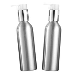 Avis 2x Bouteilles De Pompe De Shampooing De Maquillage Vides Contenants En Aluminium De Lotion Crème 150 Ml