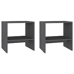 Maison Chic Lot de 2 Tables de chevet - Tables de Nuit Gris 40x30,5x40 cm Bois de pin massif