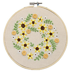 Cerceau De Broderie Enfants Adulte Point De Croix Kits De Fils-feuilles De Fleurs Style 3 pas cher