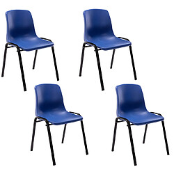 Decoshop26 Lot de 4 chaises visiteur empilable salle d'attente en plastique bleu et métal 10_0003205