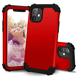 Wewoo Coque Rigide Pour iPhone 11 PC + Silicone Protection anti-chute téléphone portable en trois parties rouge