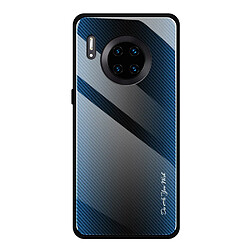 Wewoo Coque Pour Huawei Mate 30 Pro étui de protection en verre dégradé de texture bleu