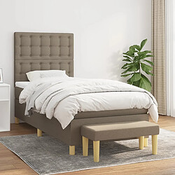 vidaXL Sommier à lattes de lit avec matelas Taupe 90x200 cm Tissu